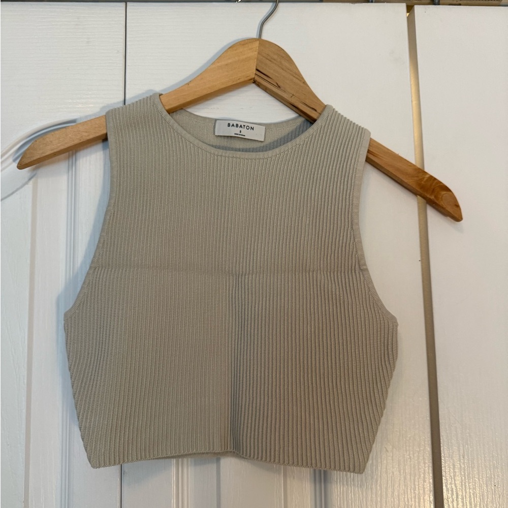 Babaton Women's Cream Ribbed Crop Top